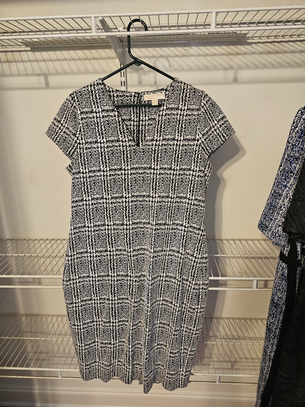 Michael Kors Black and White Plaid Midi Dress